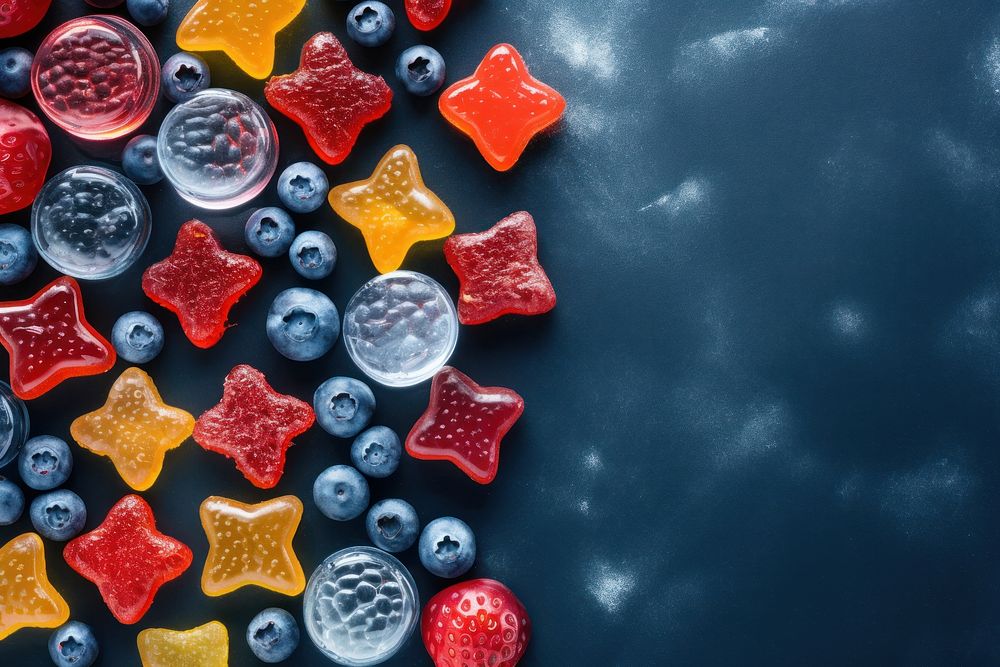 Colorful gummy candies confectionery blueberry candy. AI generated Image by rawpixel.