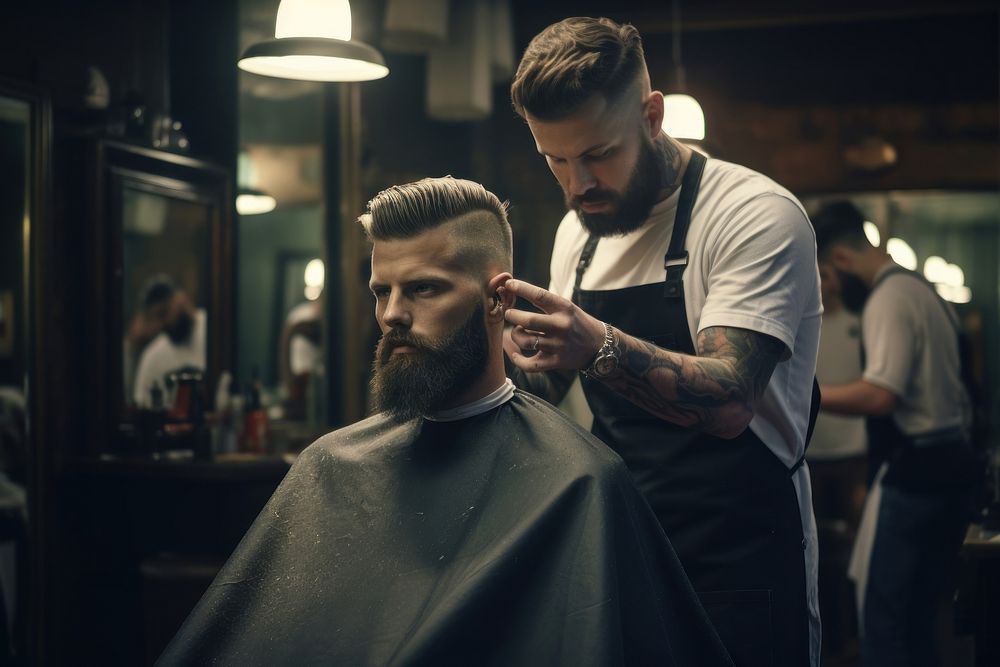 Men in barber shop barbershop adult men. AI generated Image by rawpixel.