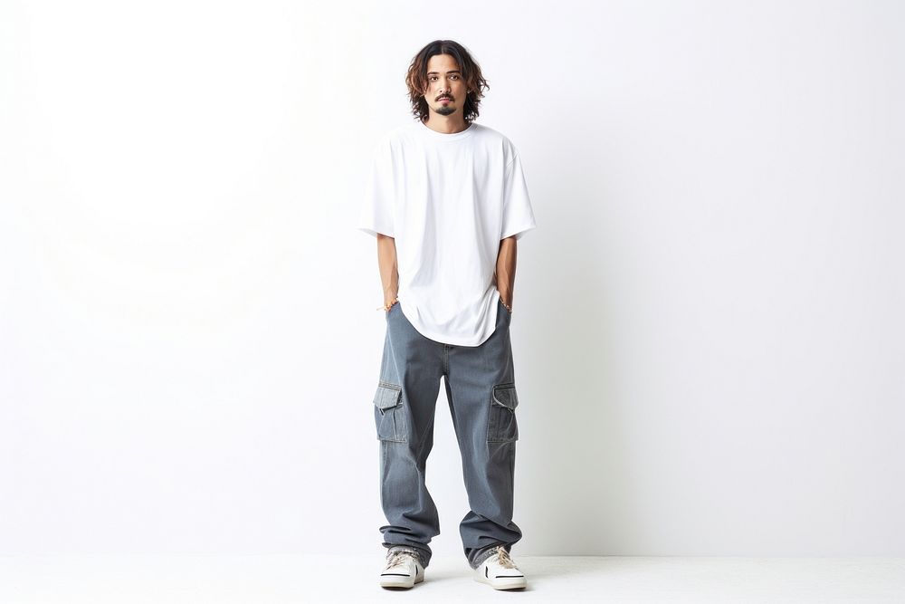 Nippon man full body not potrait t-shirt standing sleeve. AI generated Image by rawpixel.