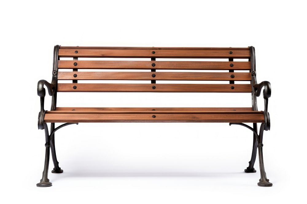 Park bench furniture white background architecture. AI generated Image by rawpixel.