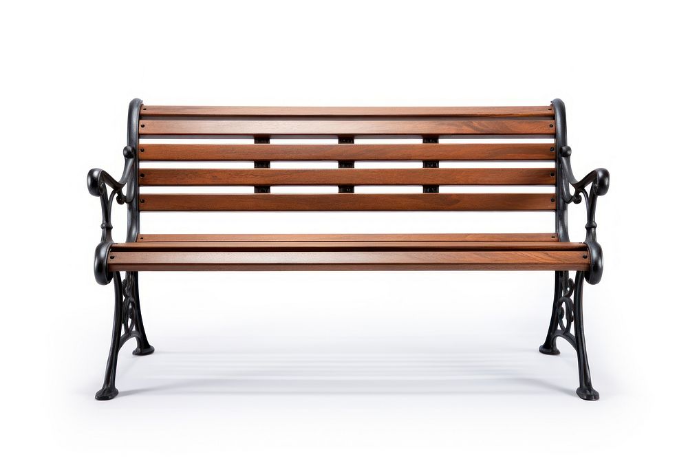 Park bench furniture white background architecture. AI generated Image by rawpixel.