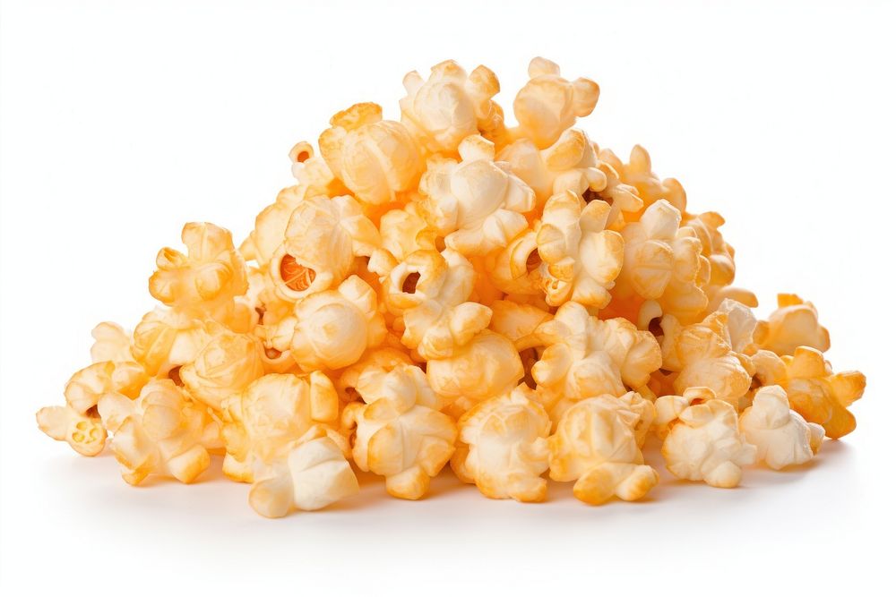 Pile of popcorn snack food white background. AI generated Image by rawpixel.