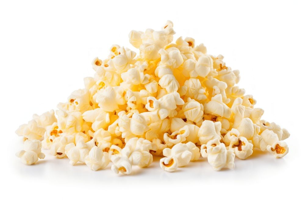 Pile of popcorn snack food white background. AI generated Image by rawpixel.