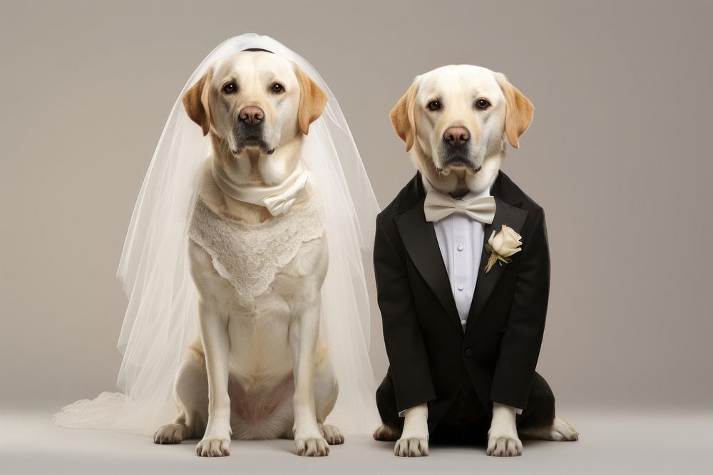 Puppy labrador wedding animal mammal. AI generated Image by rawpixel.