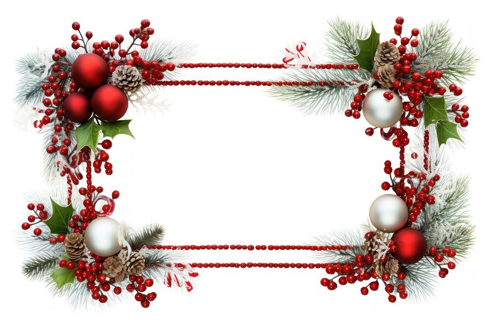 Rectangle Decorative Christmas wreath christmas white background celebration. AI generated Image by rawpixel.