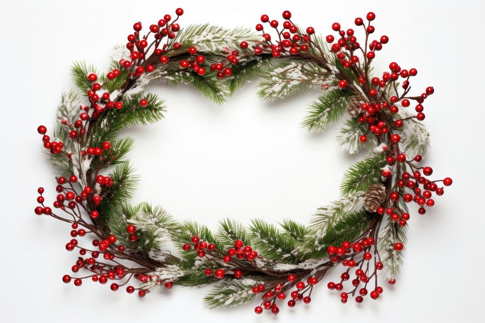 Rectangle Decorative Christmas wreath christmas white background celebration. AI generated Image by rawpixel.