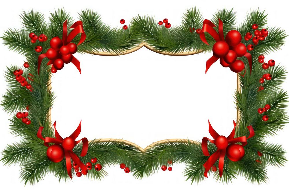 Rectangle Decorative Christmas wreath christmas plant tree. AI generated Image by rawpixel.