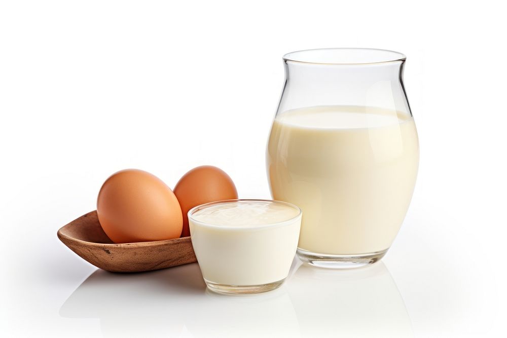 Set of dairy product and egg milk food white background. AI generated Image by rawpixel.