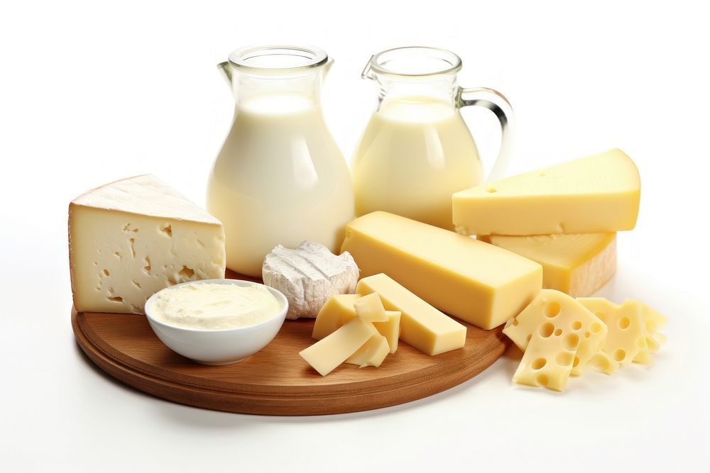 Set of dairy product food milk parmigiano-reggiano. AI generated Image by rawpixel.