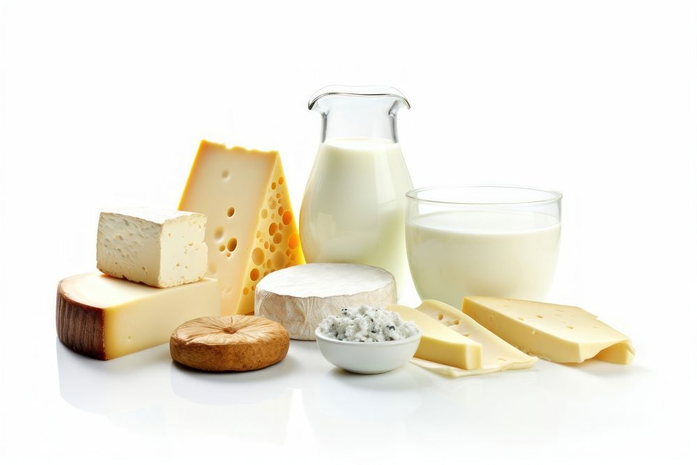 Set of dairy product food milk parmigiano-reggiano. AI generated Image by rawpixel.