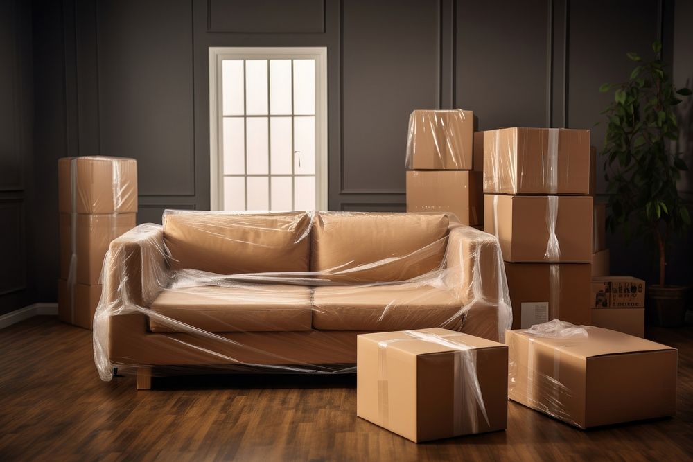 Shot of room interior box cardboard furniture. AI generated Image by rawpixel.