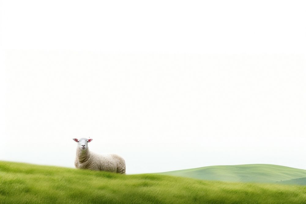 Sheaps on the hills countryside grassland livestock outdoors. AI generated Image by rawpixel.