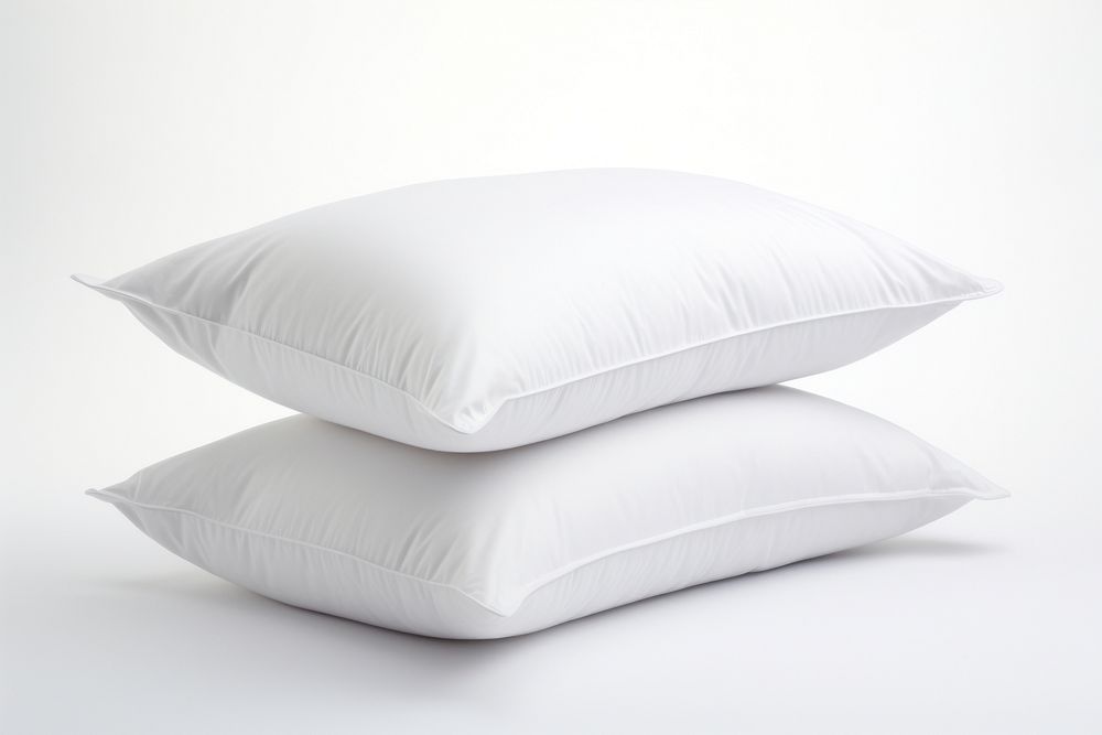 Stack of 2 white pillows cushion white background comfortable. AI generated Image by rawpixel.