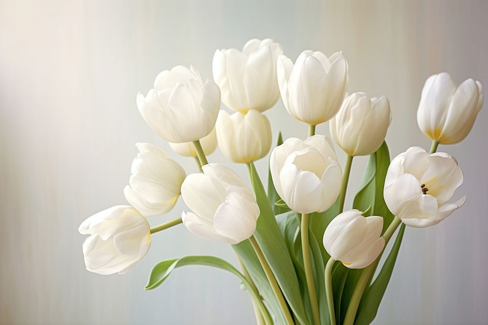 Bouquet of white tulips blossom flower plant. AI generated Image by rawpixel.