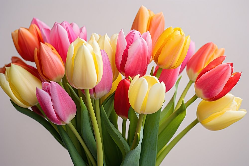 Bouquet of tulips flower yellow plant. AI generated Image by rawpixel.