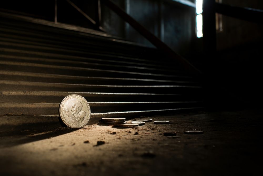 Coin coin architecture staircase. AI generated Image by rawpixel.