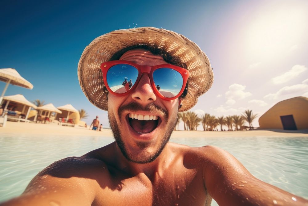 Man in summer holiday photography sunglasses portrait. AI generated Image by rawpixel.