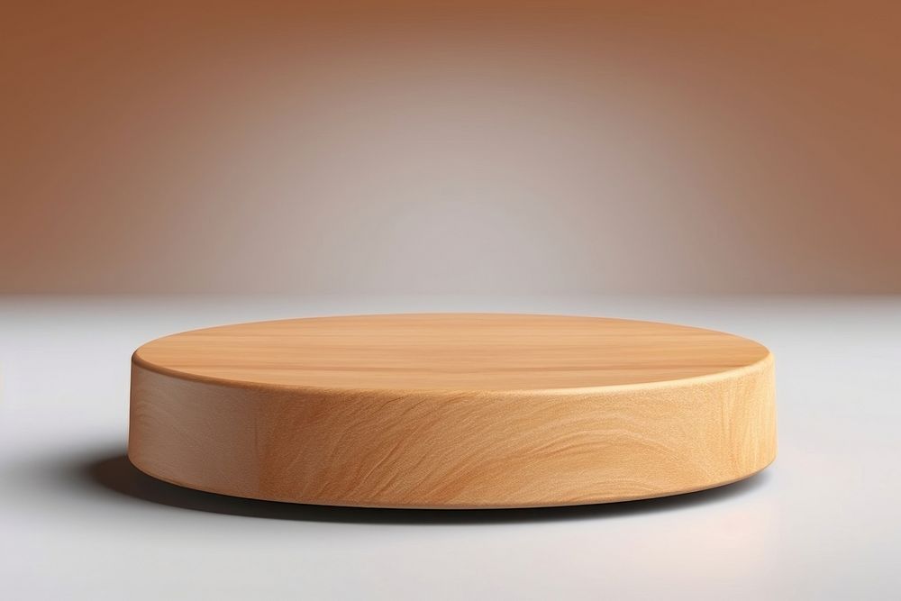 Round wooden podium or pedestal for showing product table simplicity furniture. AI generated Image by rawpixel.