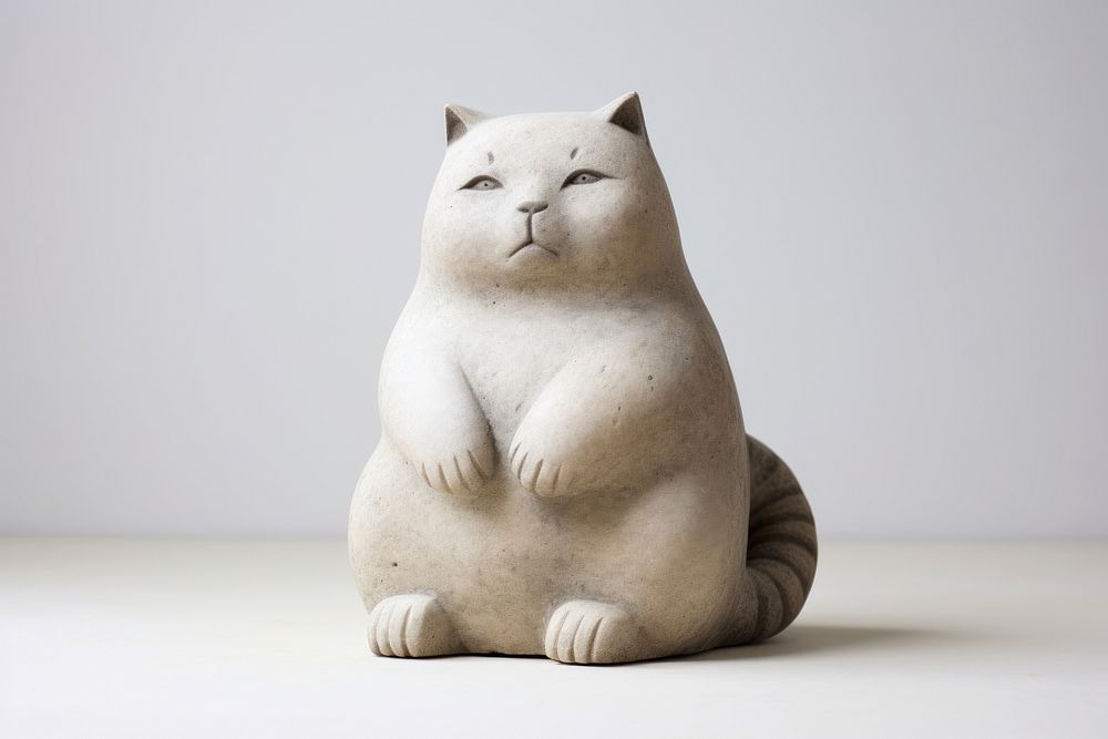 Fat cat sculpture figurine mammal. AI generated Image by rawpixel.