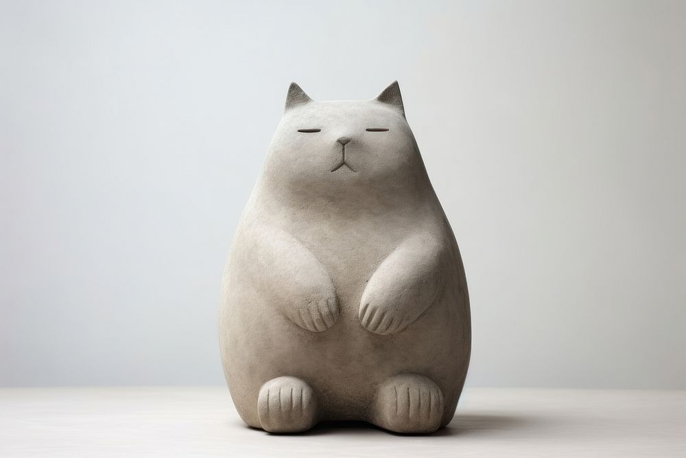 Fat cat sculpture figurine mammal. AI generated Image by rawpixel.