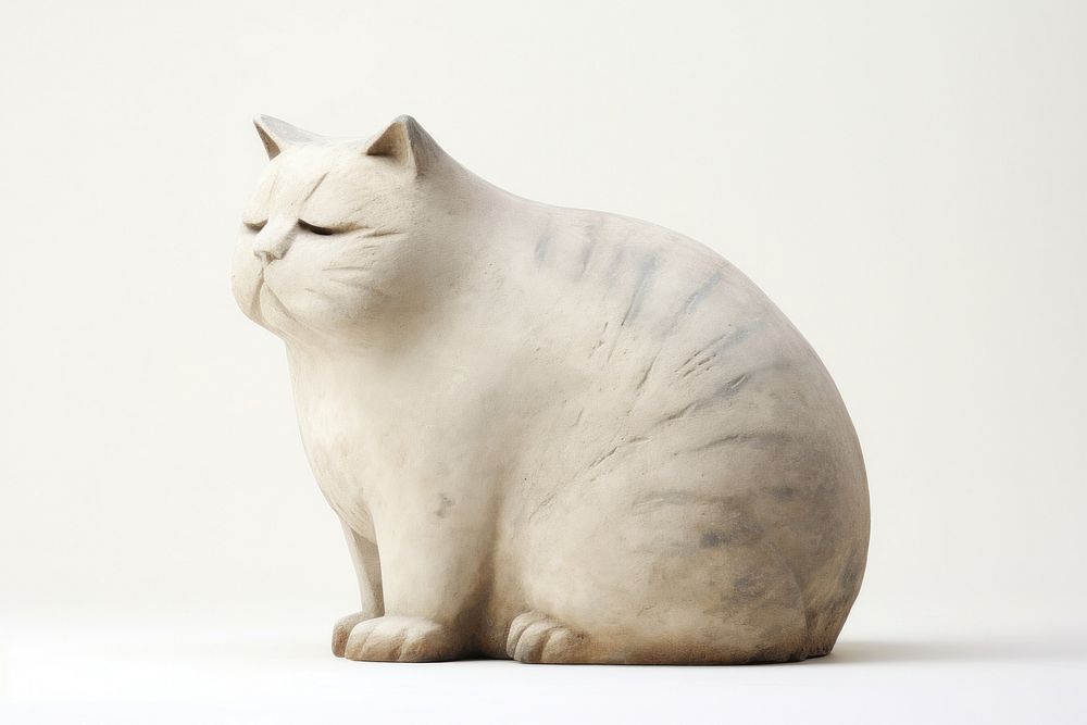 Fat cat sculpture animal mammal. AI generated Image by rawpixel.