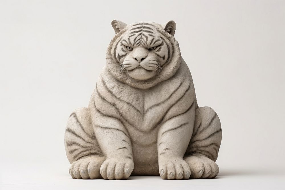 Fat tiger sculpture wildlife animal. AI generated Image by rawpixel.