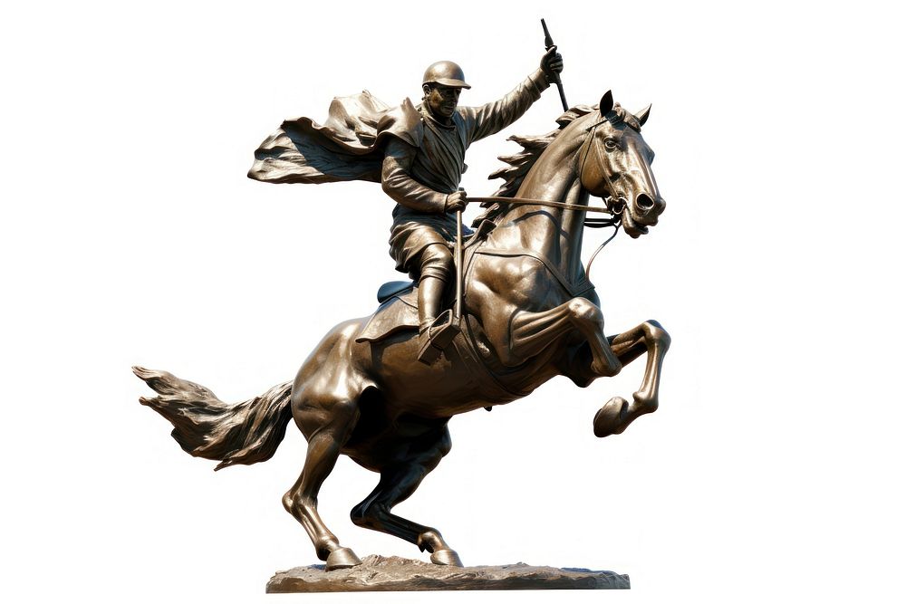 Man riding horse sculpture monument mammal. AI generated Image by rawpixel.
