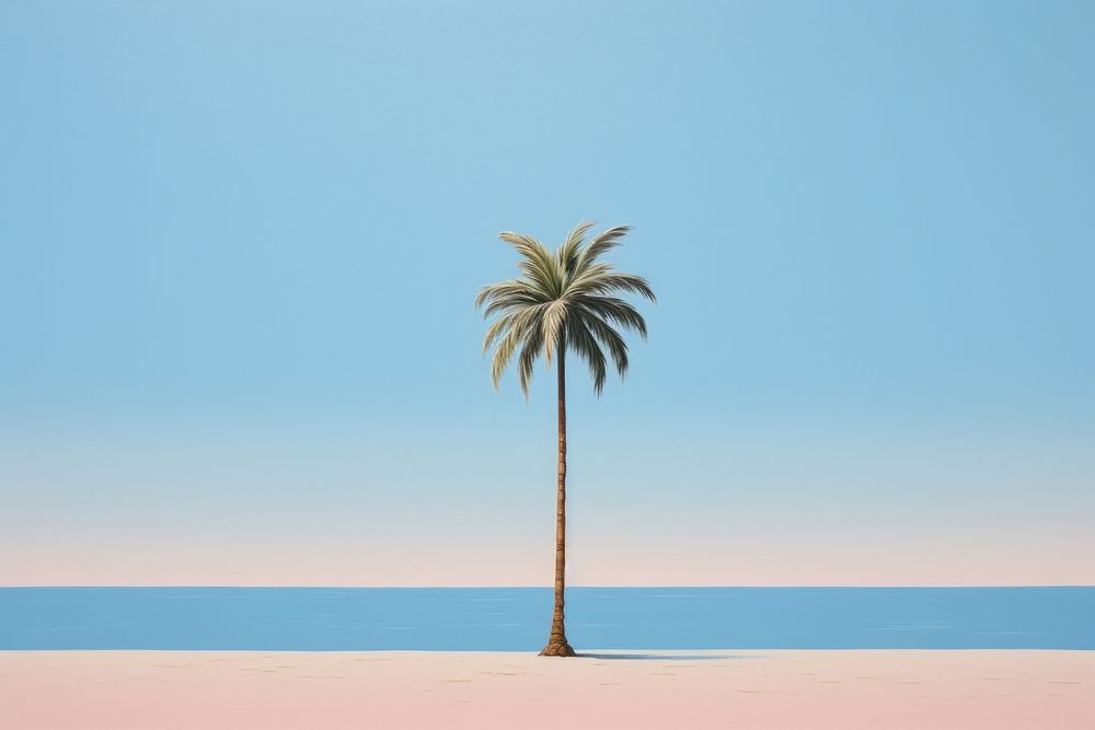 Palm trese beach outdoors horizon. AI generated Image by rawpixel.