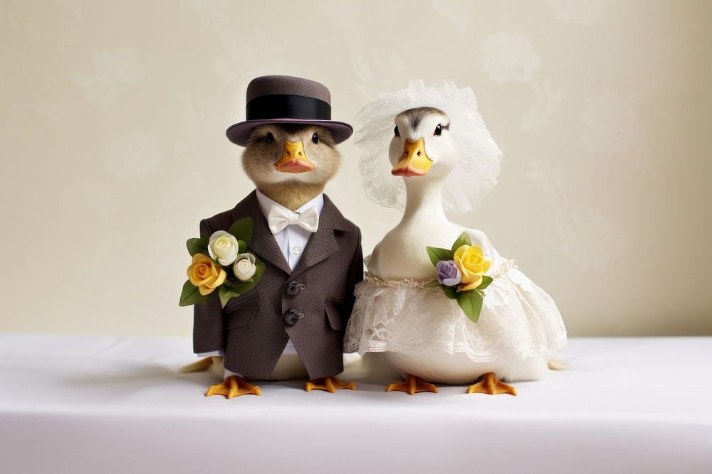Baby duck wedding figurine animal. AI generated Image by rawpixel.
