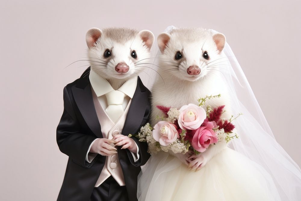 Baby ferret wedding animal bride. AI generated Image by rawpixel.