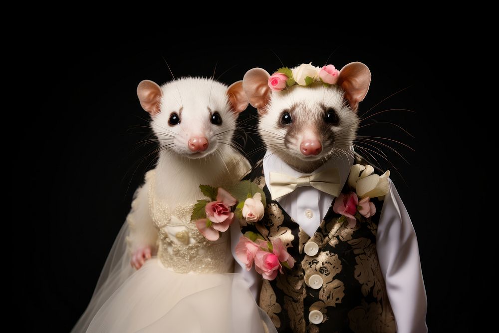 Baby ferret animal wedding costume. AI generated Image by rawpixel.