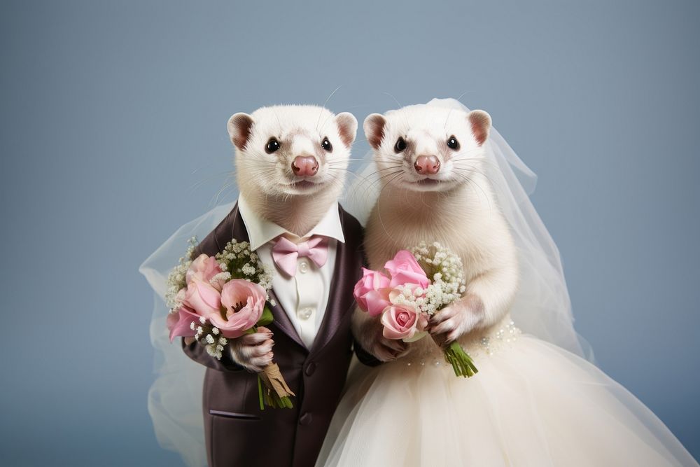 Baby ferret wedding animal bride. AI generated Image by rawpixel.