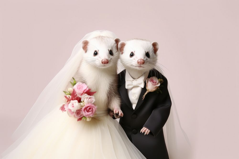 Baby ferret wedding animal fashion. AI generated Image by rawpixel.