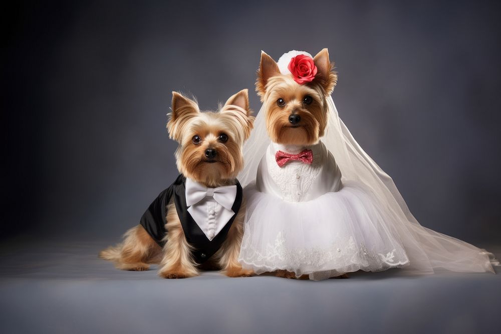 Puppy yorkshire terrier wedding animal portrait. AI generated Image by rawpixel.
