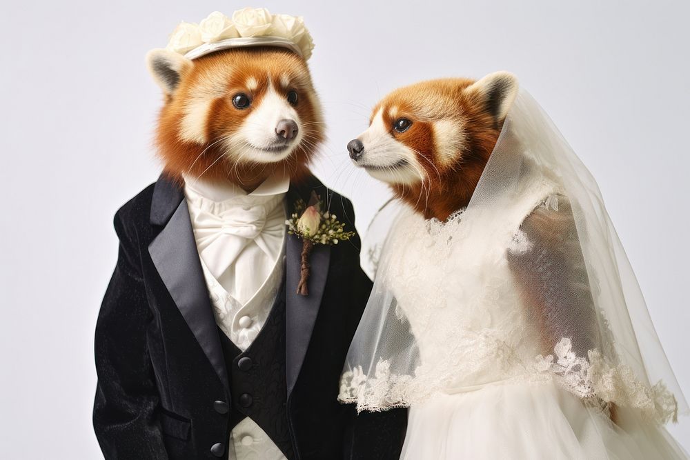 Red panda wedding animal bride. AI generated Image by rawpixel.