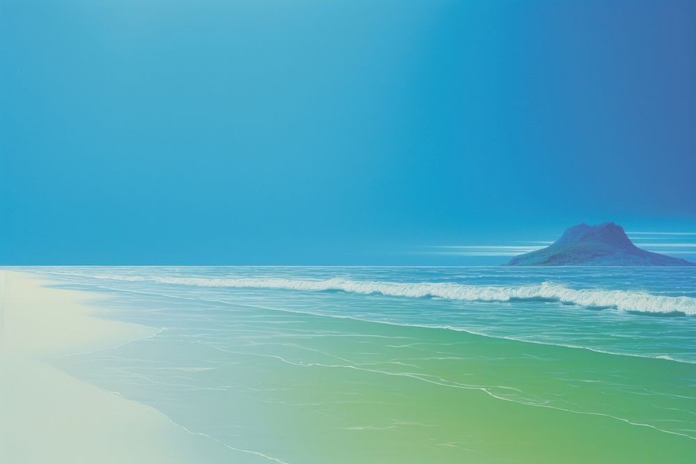 Crystal green blue ocean landscape beach reflection. AI generated Image by rawpixel.