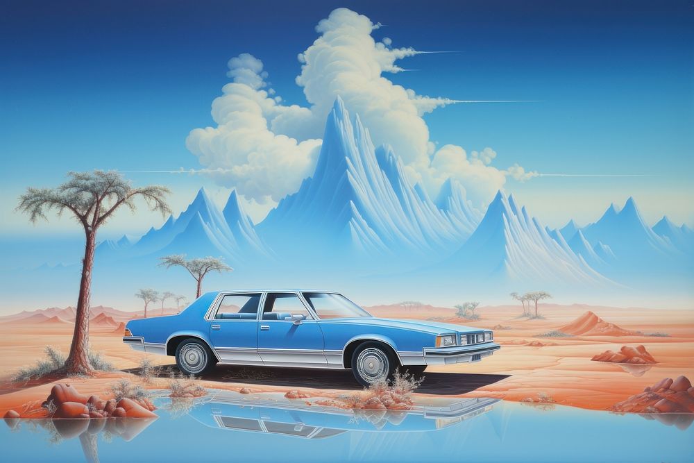 Sky reflection landscape vehicle. AI generated Image by rawpixel.