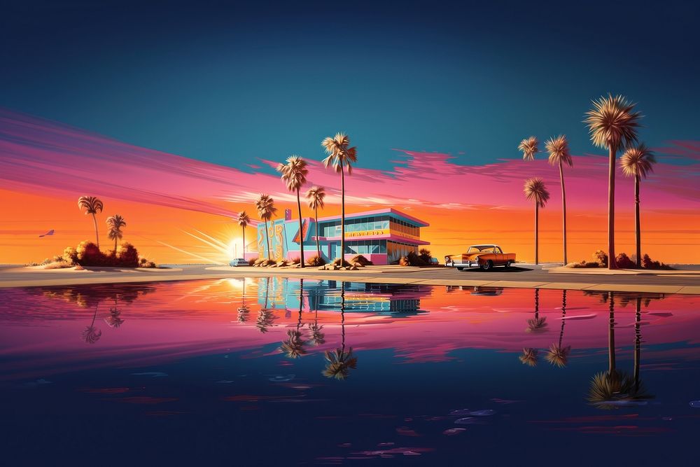 Motel reflection landscape outdoors. AI generated Image by rawpixel.