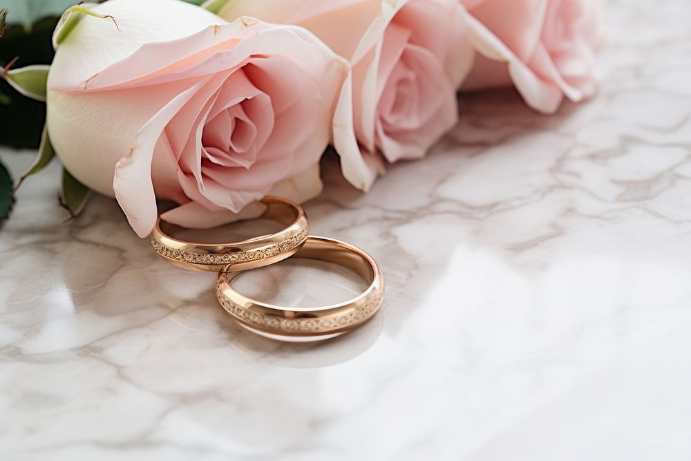 Engagement rings rose jewelry flower. AI generated Image by rawpixel.