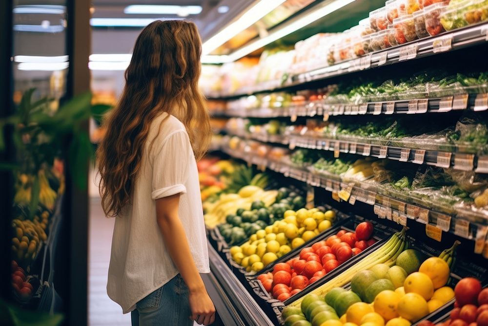 Healthy fruits market supermarket choosing. AI generated Image by rawpixel.