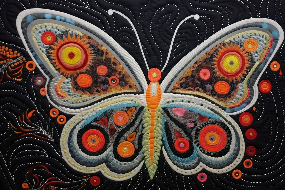 Butterfly applique pattern textile. AI generated Image by rawpixel.