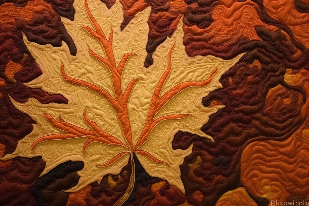 Maple leaf quilting pattern textile. AI generated Image by rawpixel.