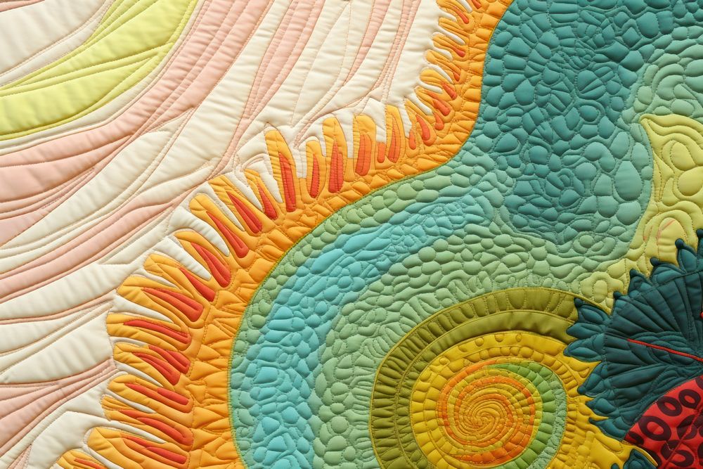 Marygold patchwork quilting applique. AI generated Image by rawpixel.