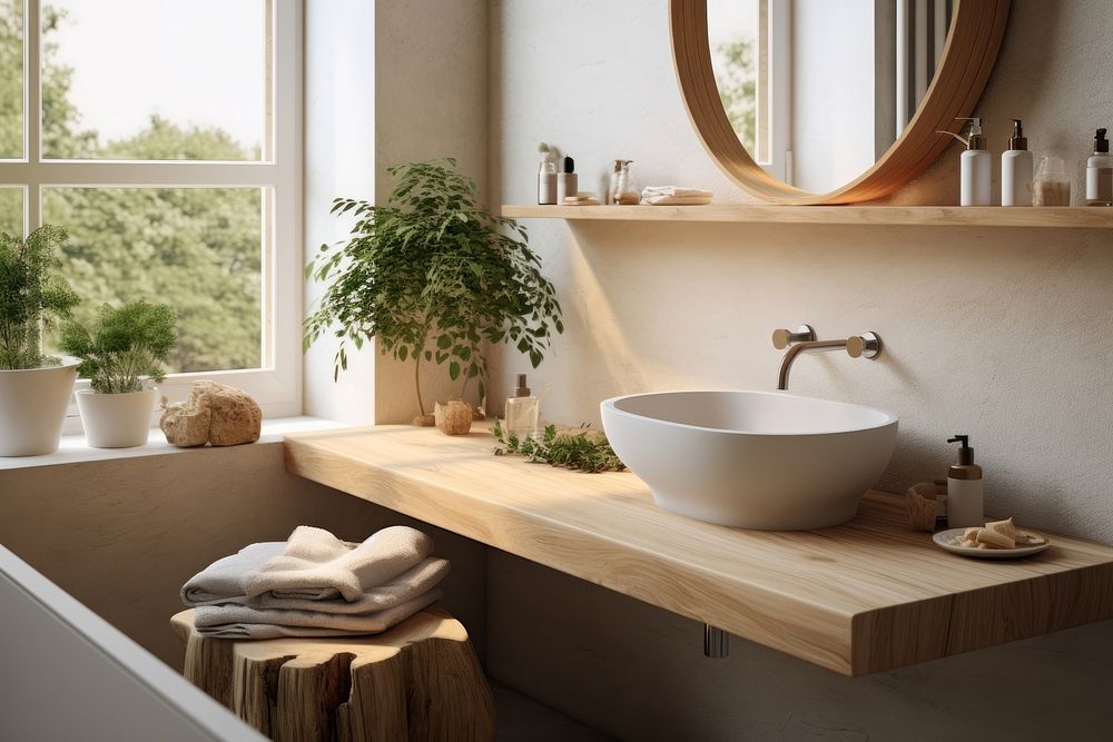 A bathroom sink ceramic window. AI generated Image by rawpixel.