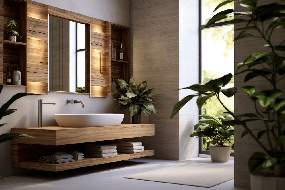 A bathroom sink bathtub plant. AI generated Image by rawpixel.