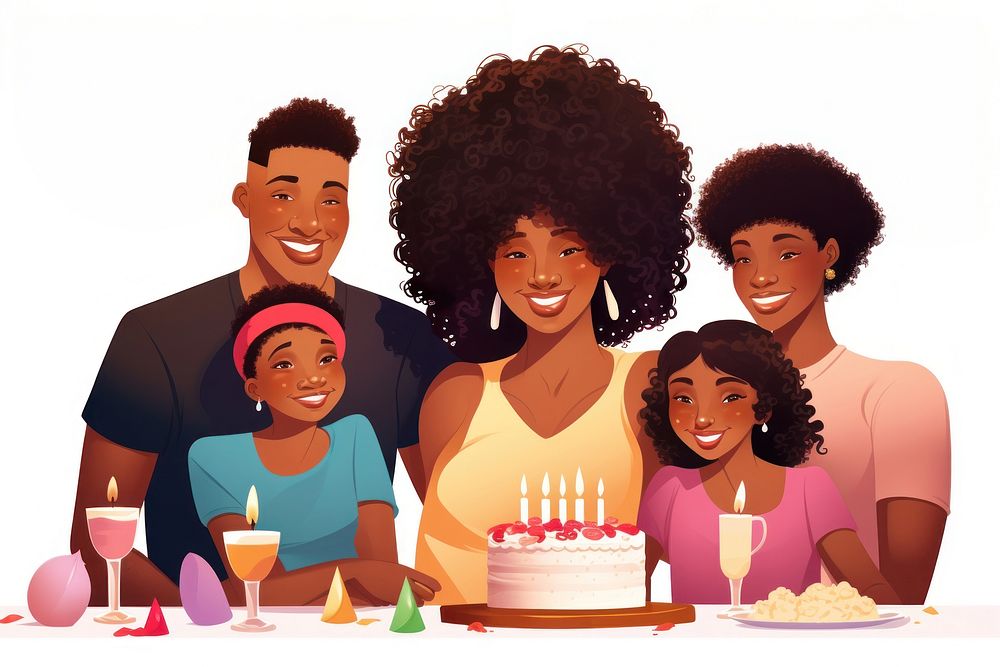 Black girl birthday dessert cartoon. AI generated Image by rawpixel.