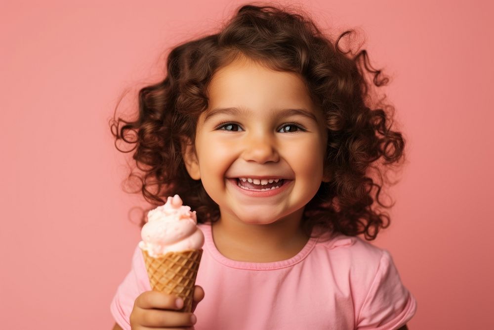 Child holding ice cream dessert smiling smile. AI generated Image by rawpixel.