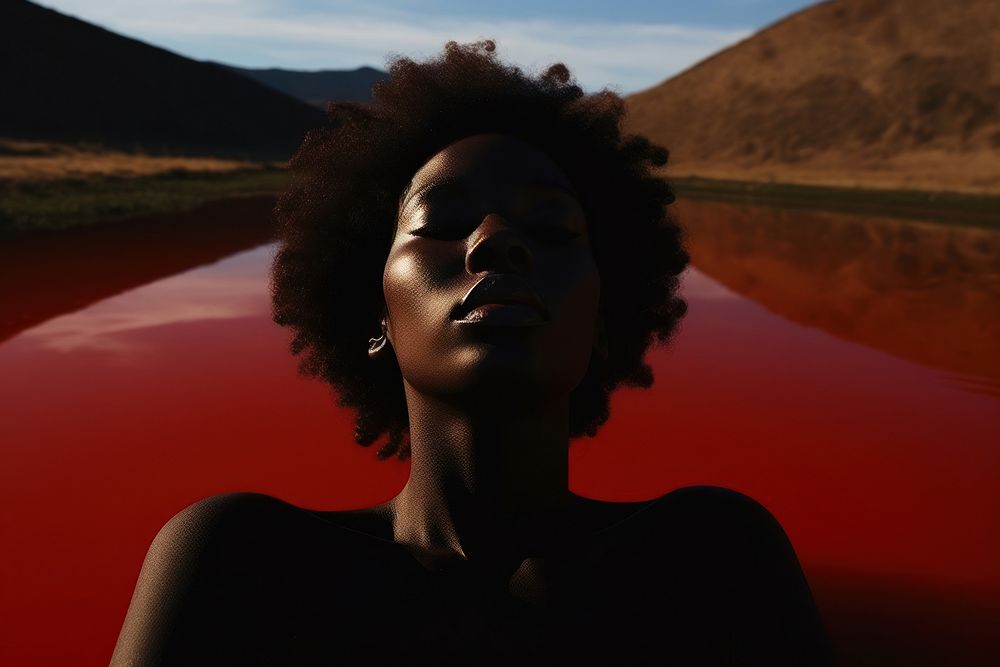 Black Woman In Clean Skin photography landscape portrait. AI generated Image by rawpixel.
