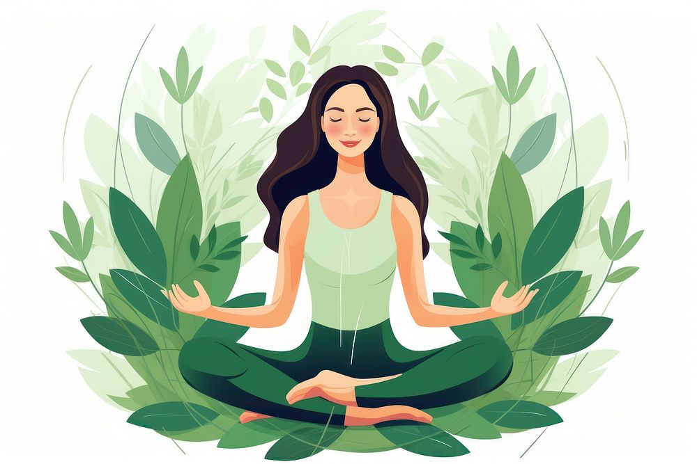 Woman meditation adult yoga cross-legged. AI generated Image by rawpixel.
