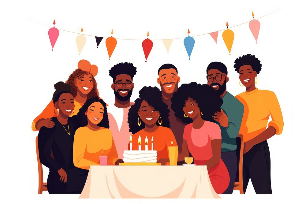 Black people birthday dessert cartoon. AI generated Image by rawpixel.